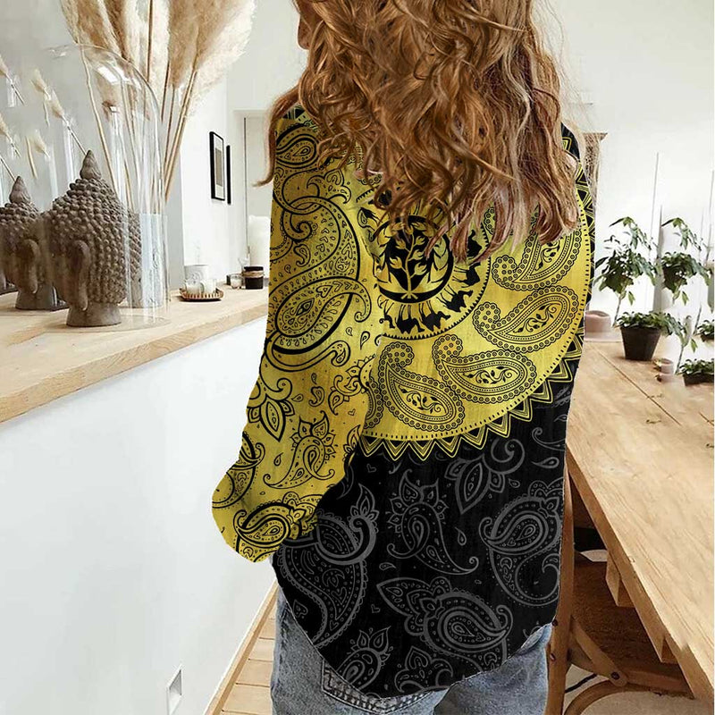 Eritrea African Tribal Mix Paisley Pattern Women Casual Shirt