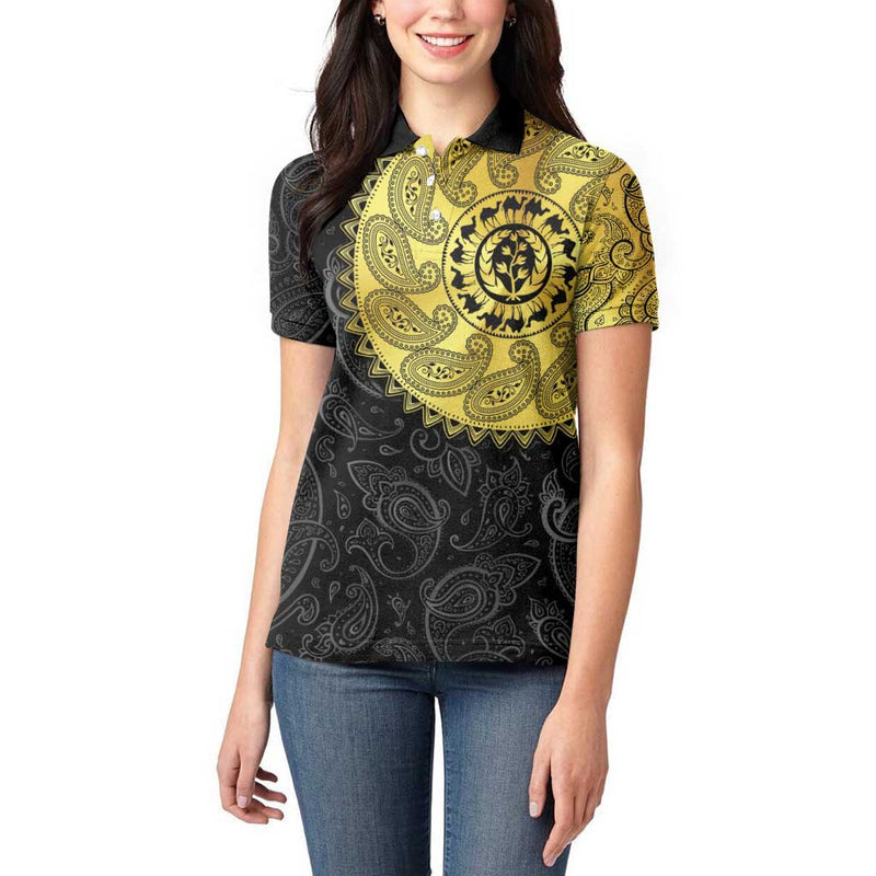 Eritrea African Tribal Mix Paisley Pattern Women Polo Shirt