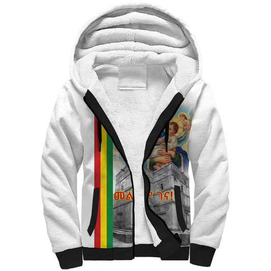 Ethiopian Christmas Saint Mary Lalibela Churches Sherpa Hoodie
