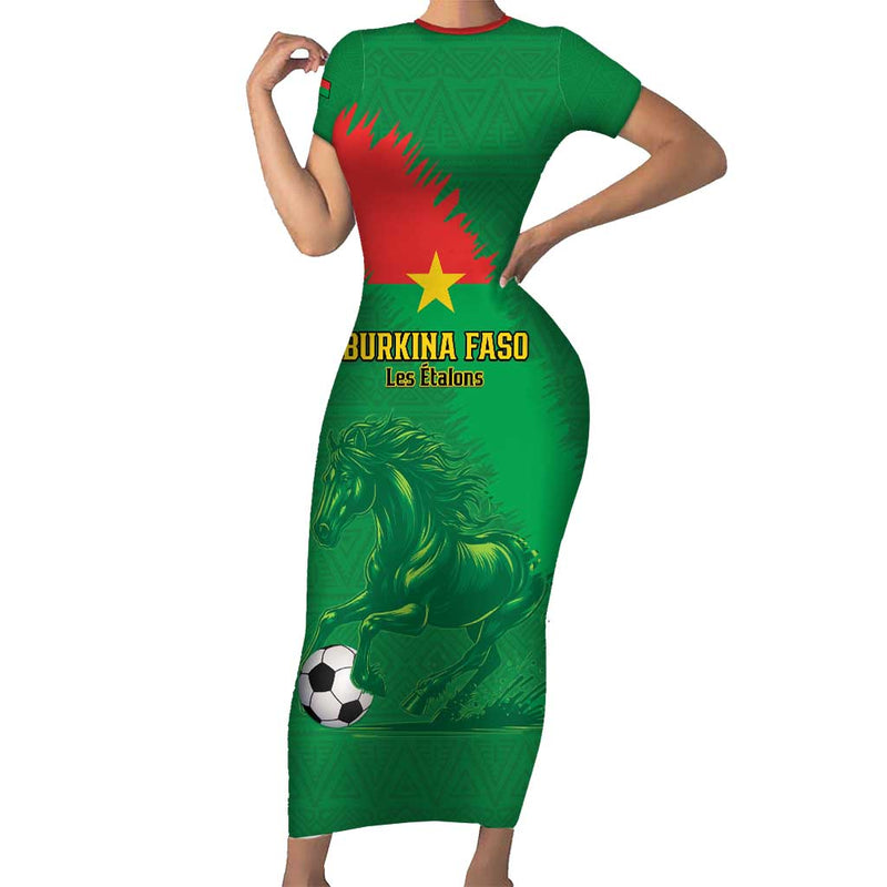 Custom Burkina Faso Football Go Les Etalons Short Sleeve Bodycon Dress