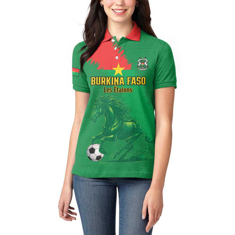 Custom Burkina Faso Football Go Les Etalons Women Polo Shirt