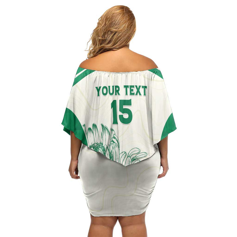 Custom South Africa Cricket Protea Fire Off Shoulder Short Dress