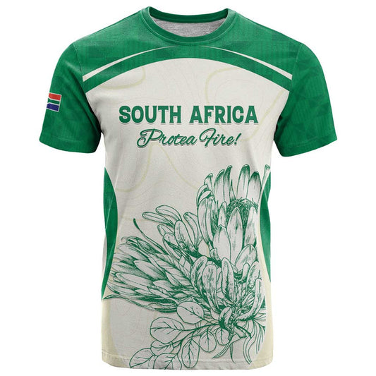 Custom South Africa Cricket Protea Fire T Shirt