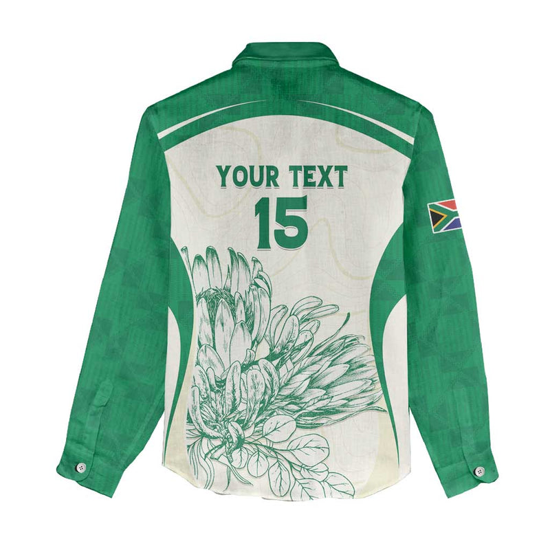 Custom South Africa Cricket Protea Fire Women Casual Shirt