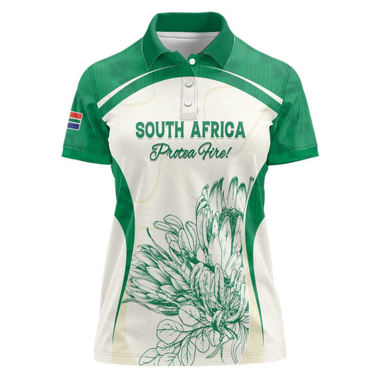 Custom South Africa Cricket Protea Fire Women Polo Shirt