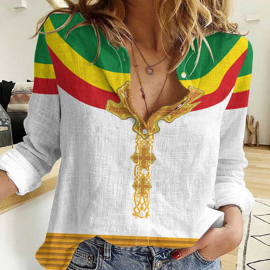 Ethiopia Meskel Women Casual Shirt Ethiopian Cross