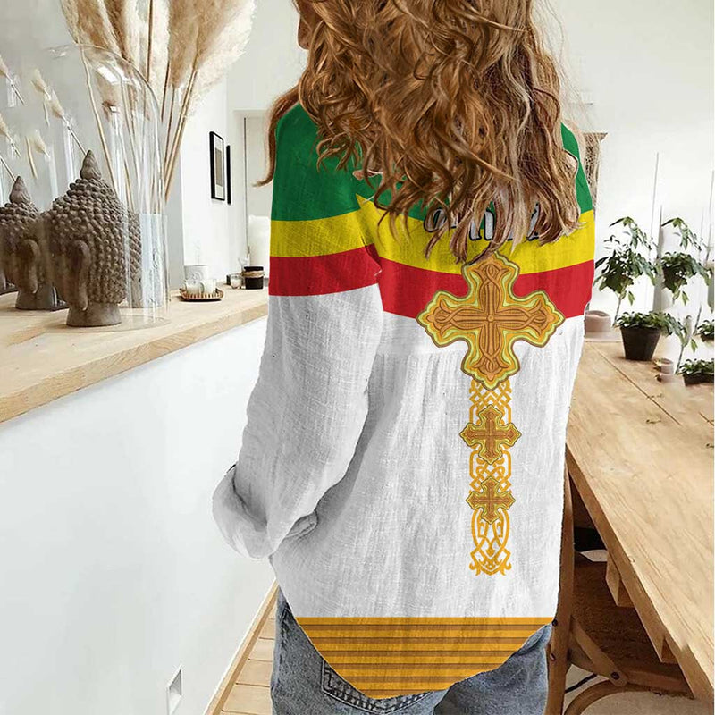 Ethiopia Meskel Women Casual Shirt Ethiopian Cross