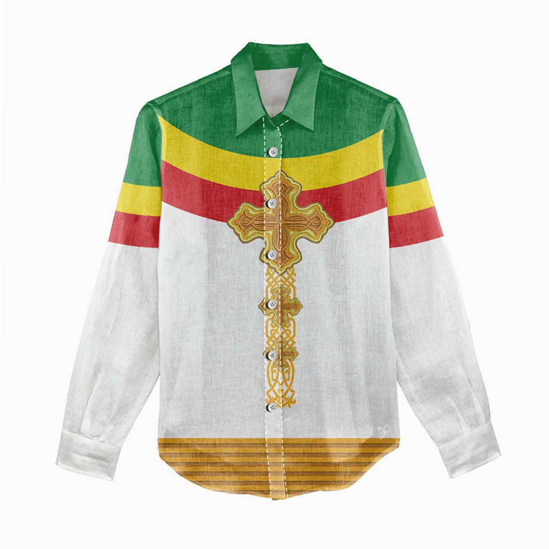 Ethiopia Meskel Women Casual Shirt Ethiopian Cross