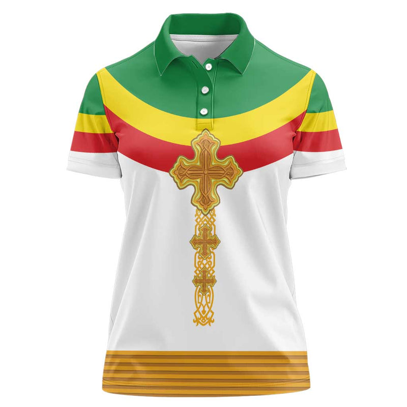 Ethiopia Meskel Women Polo Shirt Ethiopian Cross