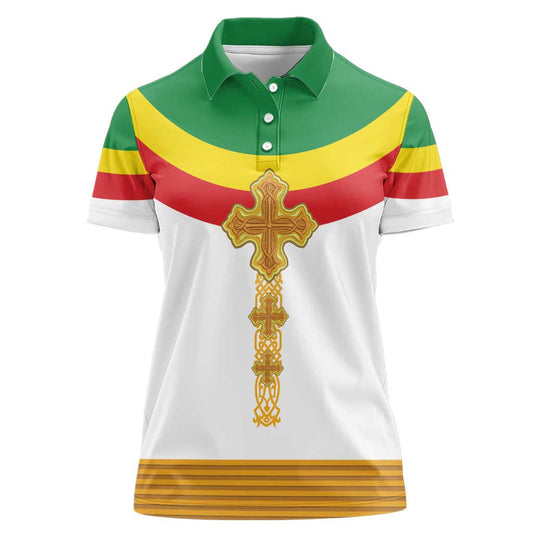 Ethiopia Meskel Women Polo Shirt Ethiopian Cross