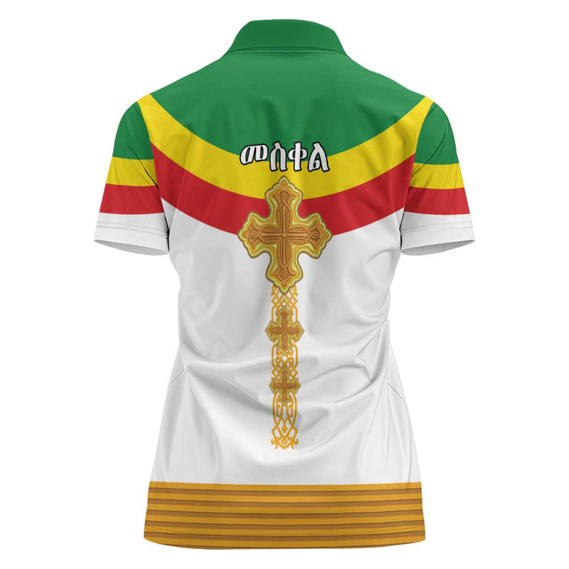 Ethiopia Meskel Women Polo Shirt Ethiopian Cross