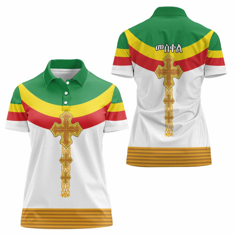 Ethiopia Meskel Women Polo Shirt Ethiopian Cross