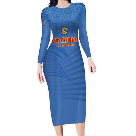 Custom Dr Congo Football Come On Les Léopards Long Sleeve Bodycon Dress