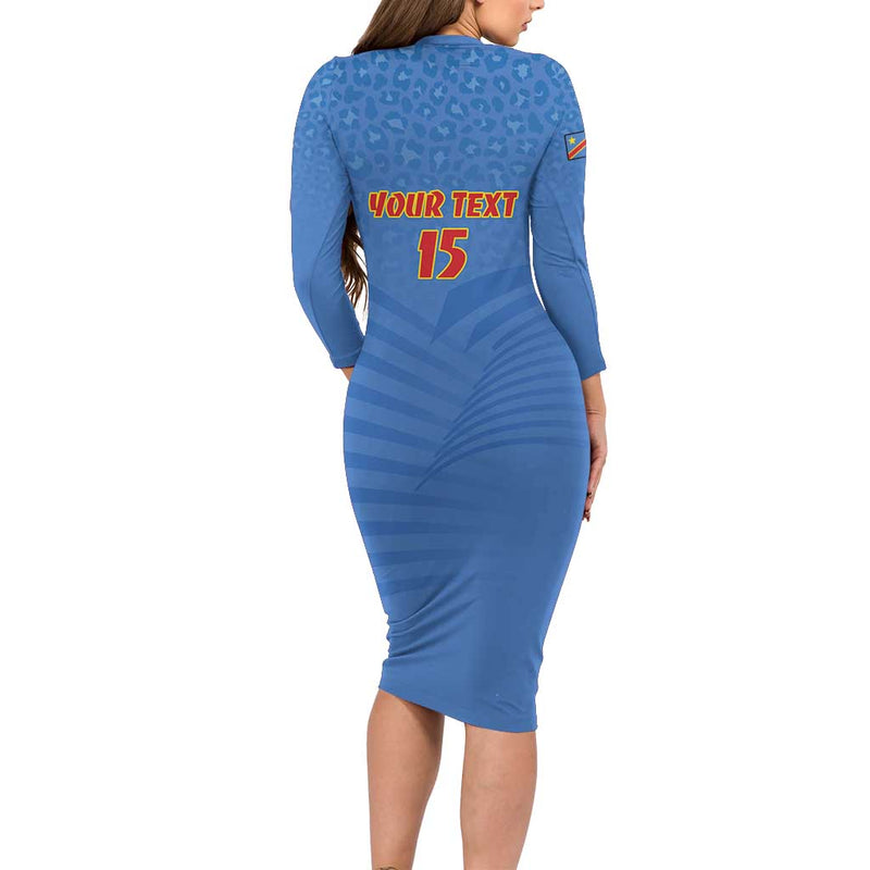Custom Dr Congo Football Come On Les Léopards Long Sleeve Bodycon Dress