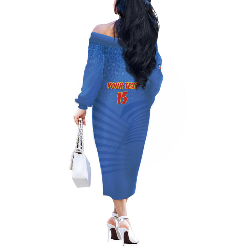 Custom Dr Congo Football Come On Les Léopards Off The Shoulder Long Sleeve Dress