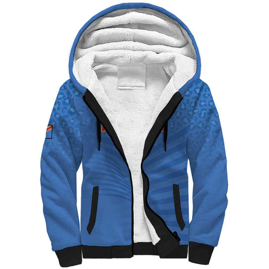 Custom DR Congo Football Sherpa Hoodie Come On Les Léopards