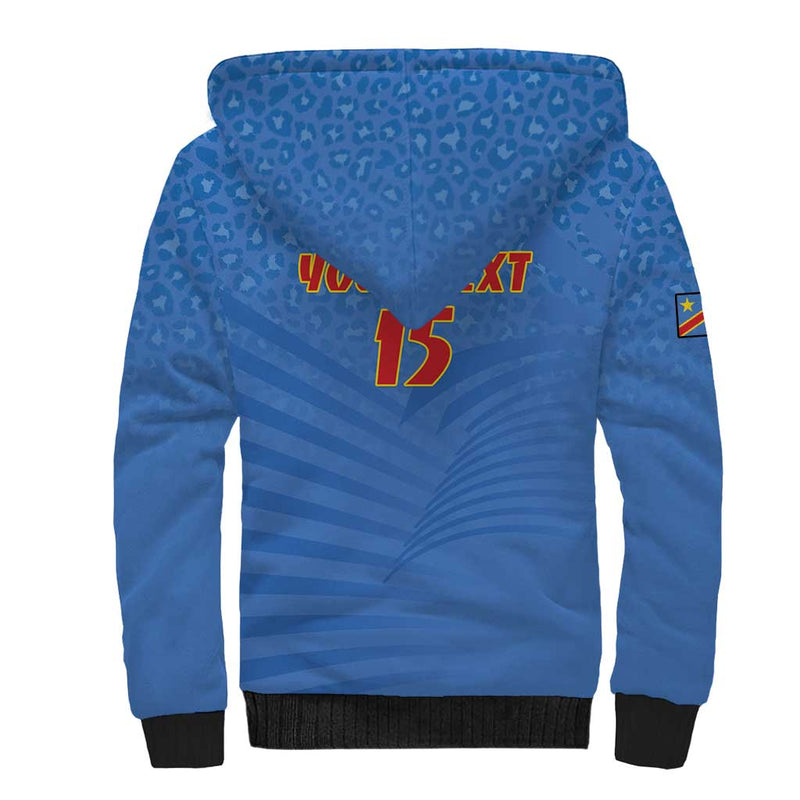 Custom DR Congo Football Sherpa Hoodie Come On Les Léopards