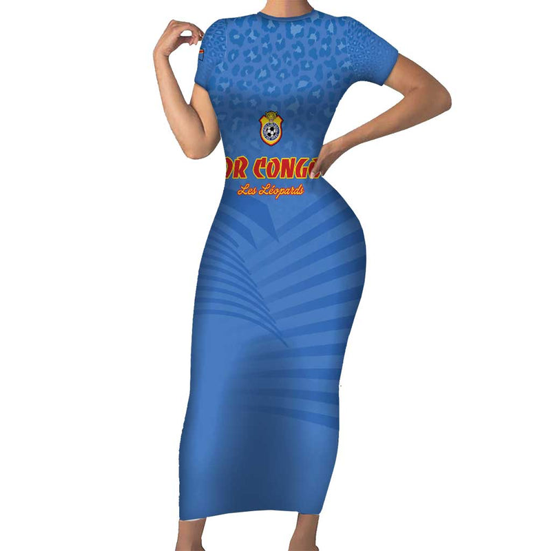 Custom Dr Congo Football Come On Les Léopards Short Sleeve Bodycon Dress