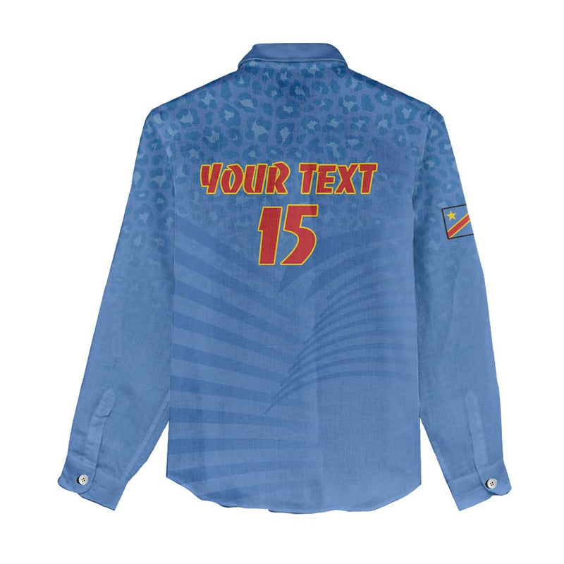 Custom DR Congo Football Women Casual Shirt Come On Les Léopards