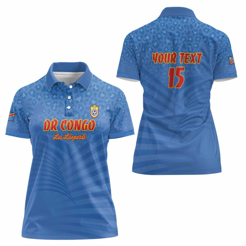 Custom DR Congo Football Women Polo Shirt Come On Les Léopards