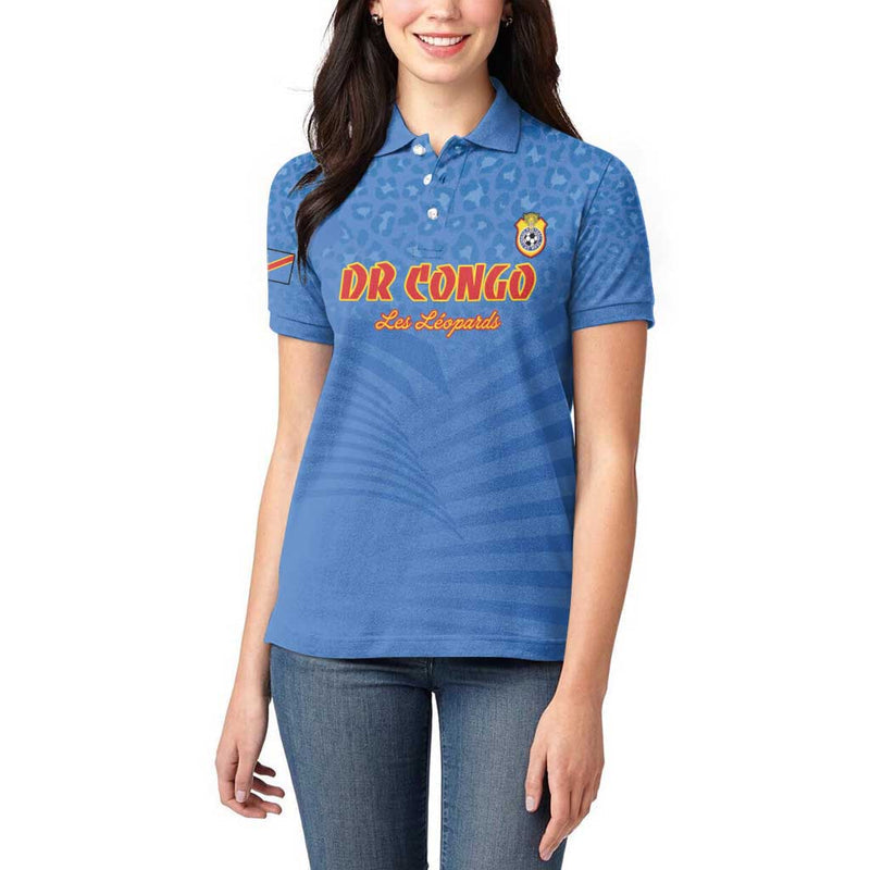 Custom DR Congo Football Women Polo Shirt Come On Les Léopards