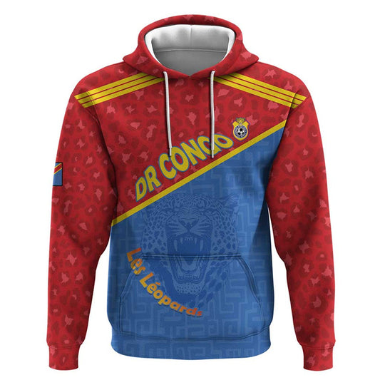 Custom DR Congo Football Hoodie Allez Les Léopards