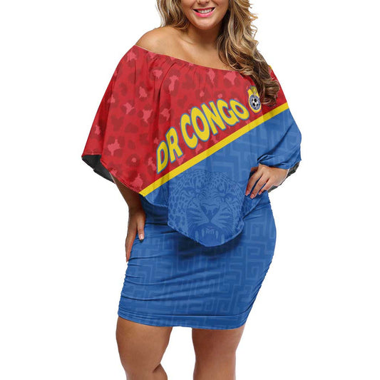 Custom Dr Congo Football Allez Les Léopards Off Shoulder Short Dress