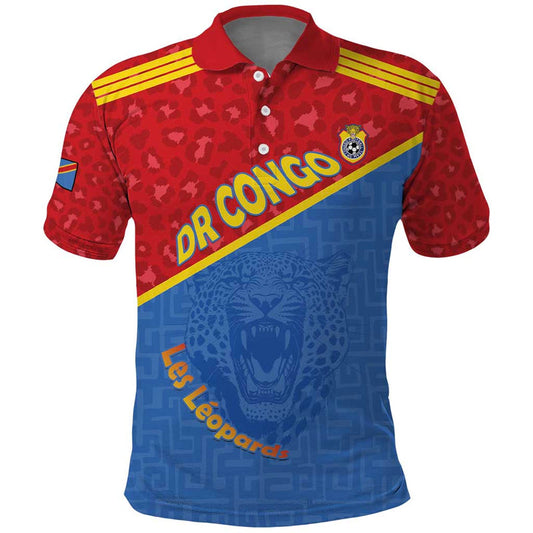 Custom DR Congo Football Allez Les Léopards Polo Shirt