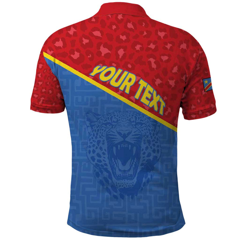 Custom DR Congo Football Allez Les Léopards Polo Shirt