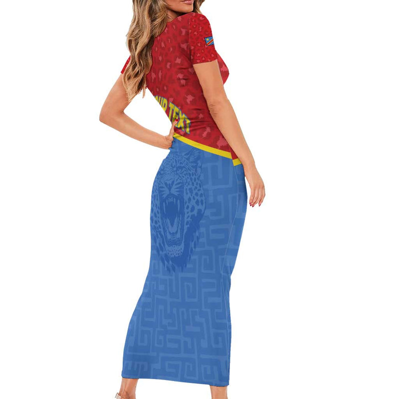 Custom Dr Congo Football Allez Les Léopards Short Sleeve Bodycon Dress