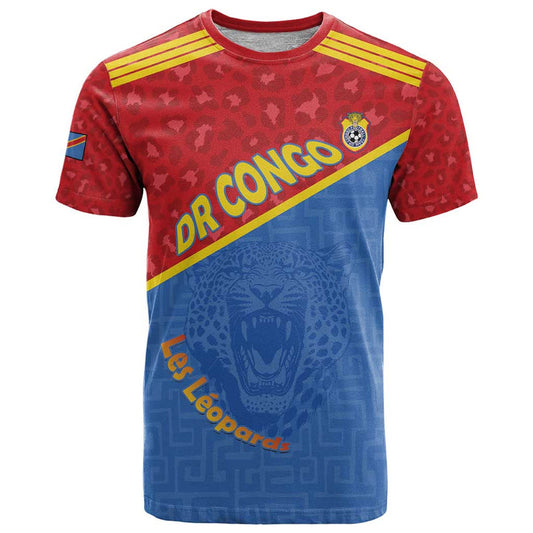 Custom DR Congo Football T Shirt Allez Les Léopards