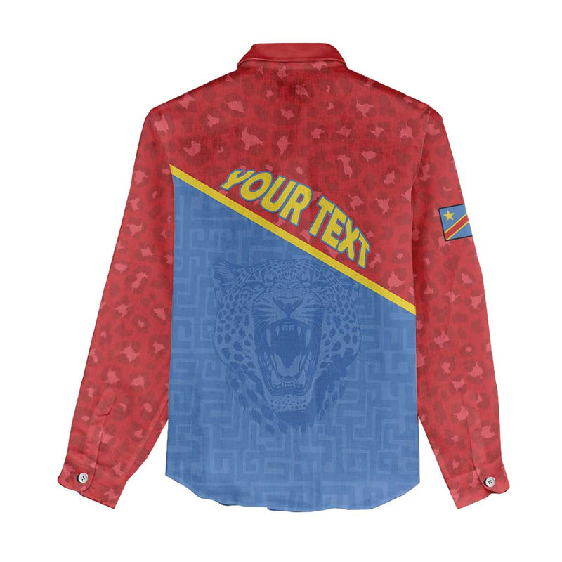 Custom DR Congo Football Women Casual Shirt Allez Les Léopards