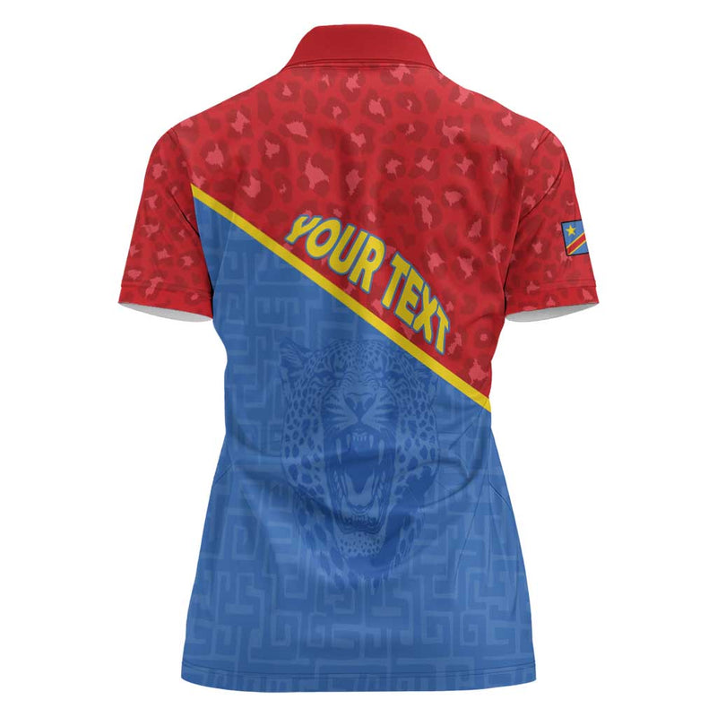 Custom DR Congo Football Women Polo Shirt Allez Les Léopards