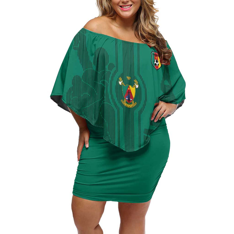 Custom Cameroon Football Waka Waka - This Time For Africa Off Shoulder Short Dress