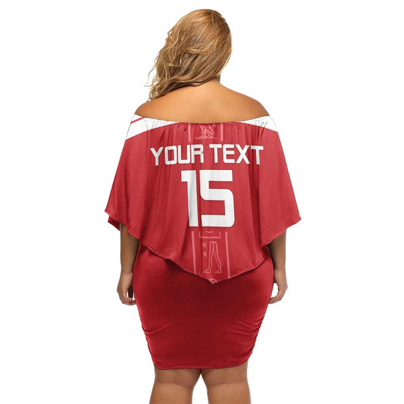 Custom Egypt Football Yalla Yalla Pharaohs - Red Ver Off Shoulder Short Dress