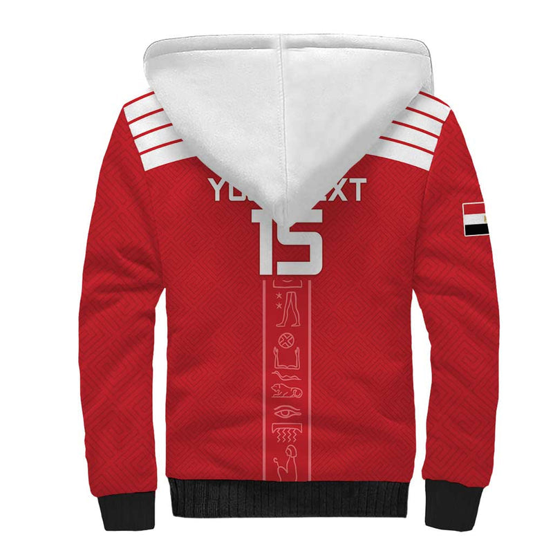 Custom Egypt Football Yalla Yalla Pharaohs - Red Ver Sherpa Hoodie