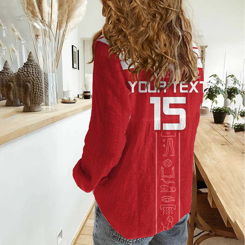 Custom Egypt Football Yalla Yalla Pharaohs - Red Ver Women Casual Shirt
