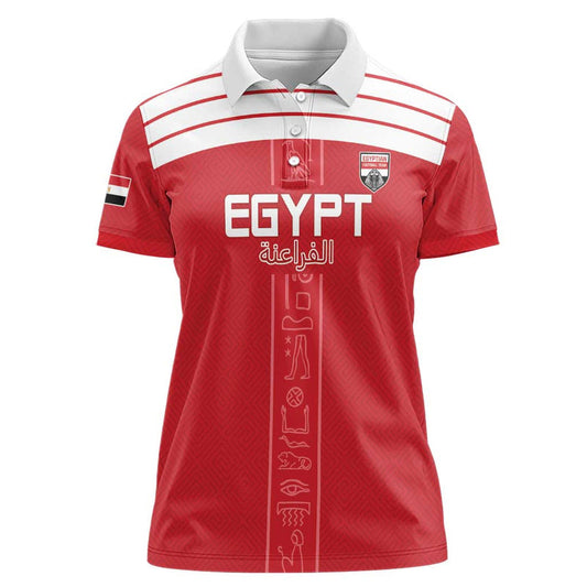 Custom Egypt Football Yalla Yalla Pharaohs - Red Ver Women Polo Shirt