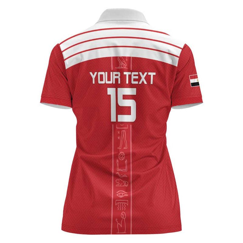 Custom Egypt Football Yalla Yalla Pharaohs - Red Ver Women Polo Shirt