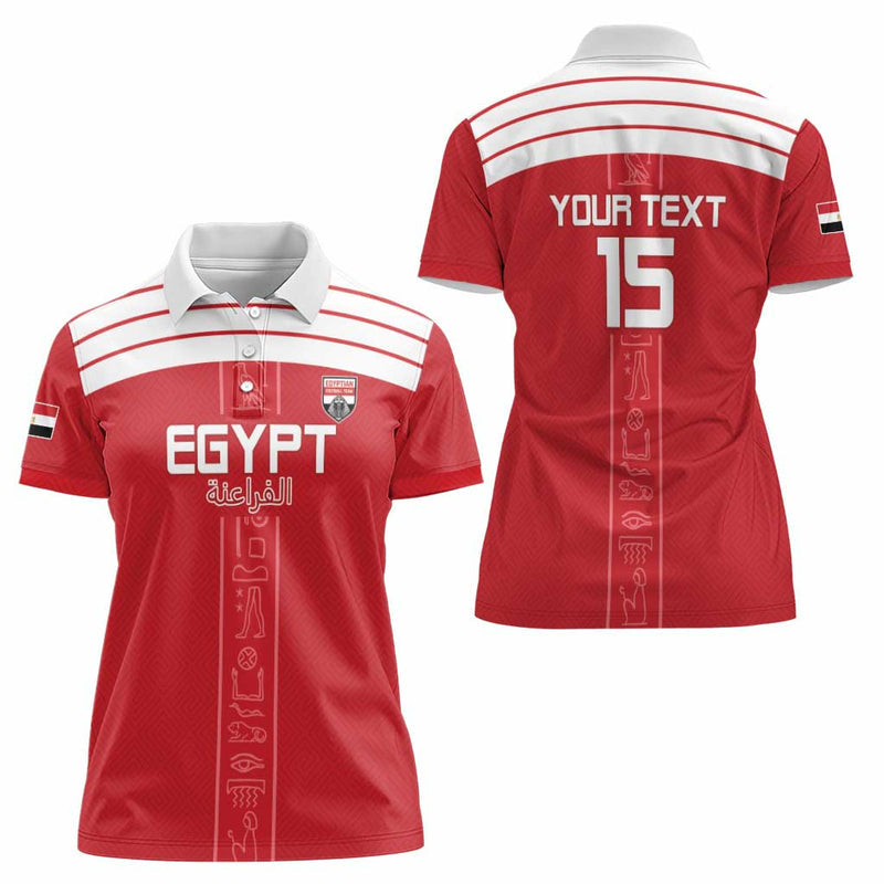 Custom Egypt Football Yalla Yalla Pharaohs - Red Ver Women Polo Shirt