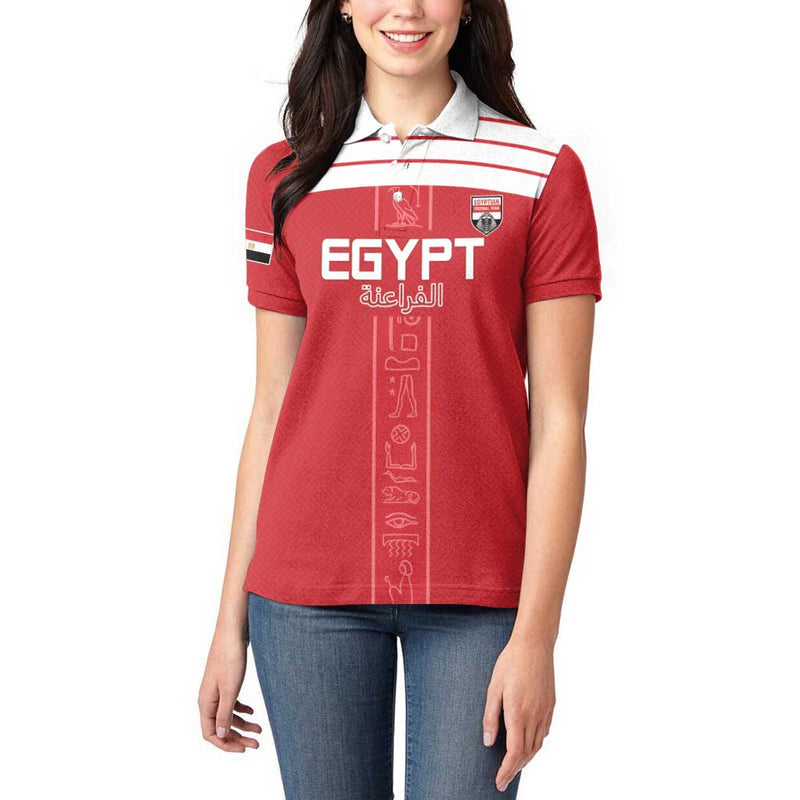 Custom Egypt Football Yalla Yalla Pharaohs - Red Ver Women Polo Shirt