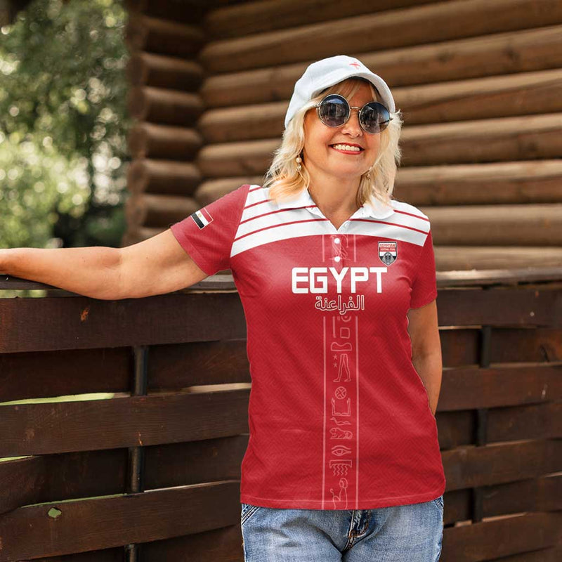 Custom Egypt Football Yalla Yalla Pharaohs - Red Ver Women Polo Shirt