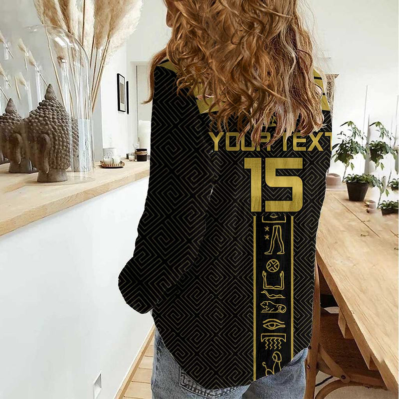 Custom Egypt Football Yalla Yalla Pharaohs - Black Ver Women Casual Shirt