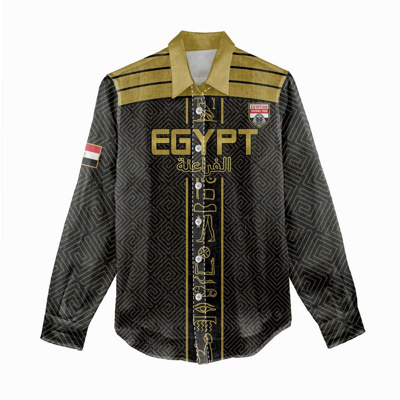 Custom Egypt Football Yalla Yalla Pharaohs - Black Ver Women Casual Shirt