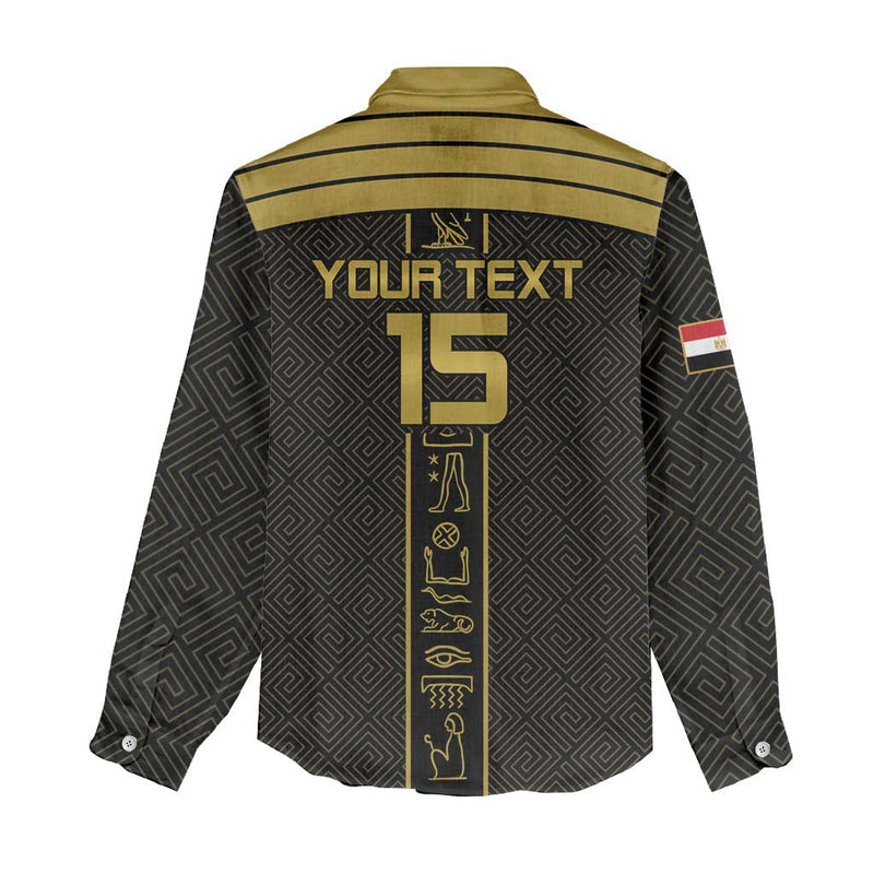 Custom Egypt Football Yalla Yalla Pharaohs - Black Ver Women Casual Shirt
