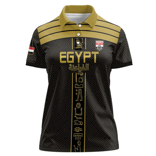 Custom Egypt Football Yalla Yalla Pharaohs - Black Ver Women Polo Shirt