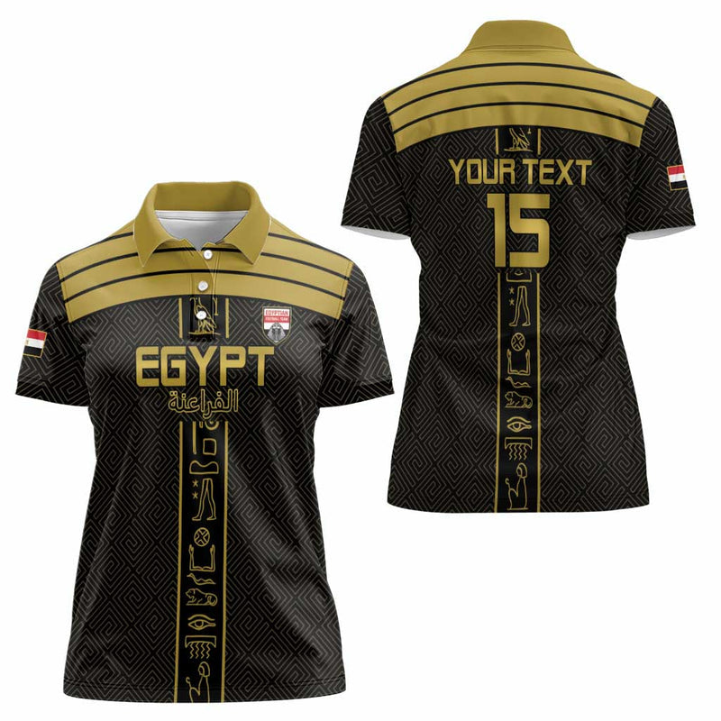 Custom Egypt Football Yalla Yalla Pharaohs - Black Ver Women Polo Shirt