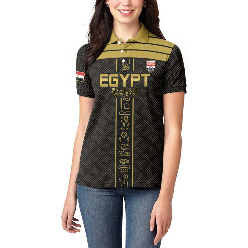 Custom Egypt Football Yalla Yalla Pharaohs - Black Ver Women Polo Shirt