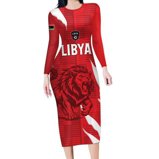 Custom Libya Football Forza Libya Long Sleeve Bodycon Dress