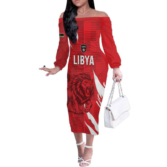 Custom Libya Football Forza Libya Off The Shoulder Long Sleeve Dress